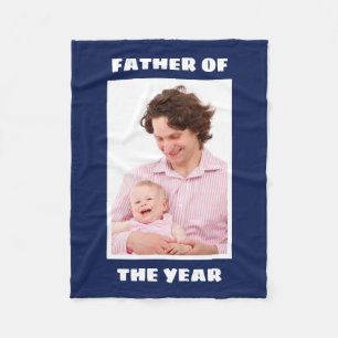 Father Of The Year Personalised Custom Photo Daddy Fleece Blanket