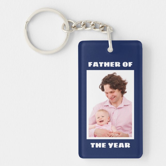 Father Of The Year Personalised Custom Photo Daddy Key Ring (Front)