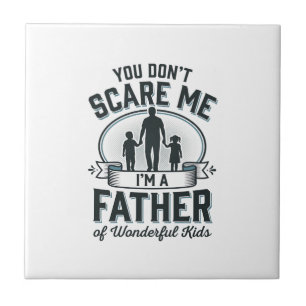 Father of Wonderful Kids Vintage Quote Design_1 Ceramic Tile