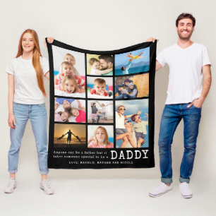 Father Personalised Daddy Quote 10 Photo Collage Fleece Blanket