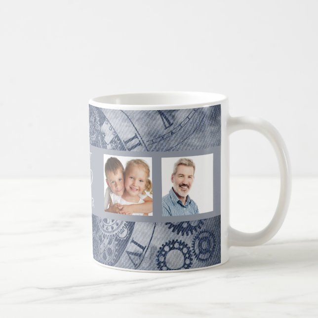 Father photo collage blue steampunk coffee mug (Right)