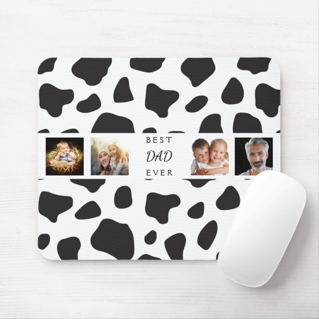 Father photo collage cow black white mouse pad (With Mouse)