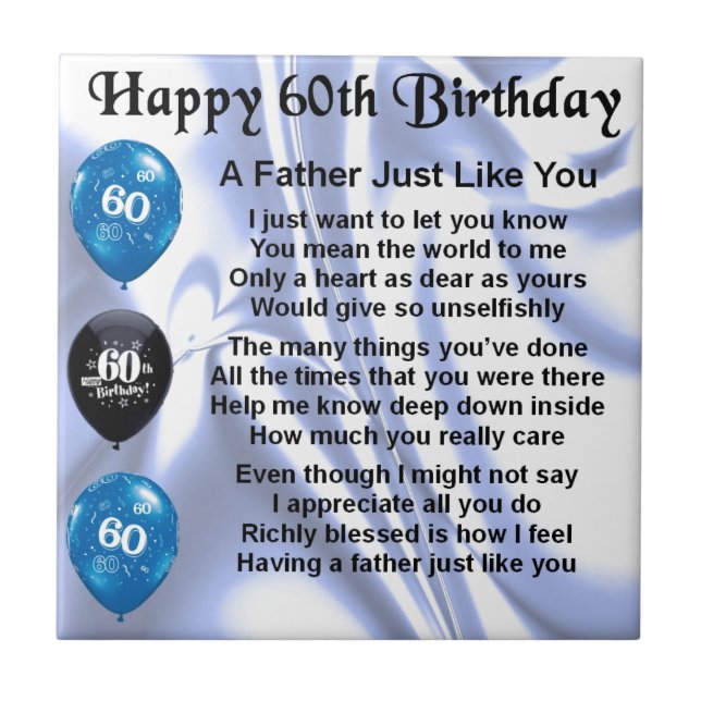 Father Poem - 60th Birthday Ceramic Tile (Front)