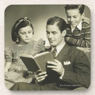 Father Reading to Son Coaster