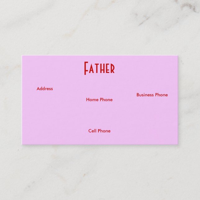 Father Red Yellow Roses I Profile Card (Front)