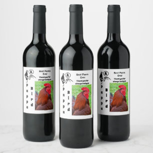 Father Rooster Best Pappa Ever Photo Name Wine Label