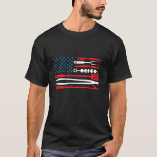 Father s Day BBQ USA Flag America Grill T-Shirt