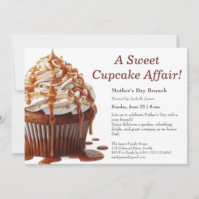 Father’s Day Brunch Invitation – Sweet Cupcake  (Front)