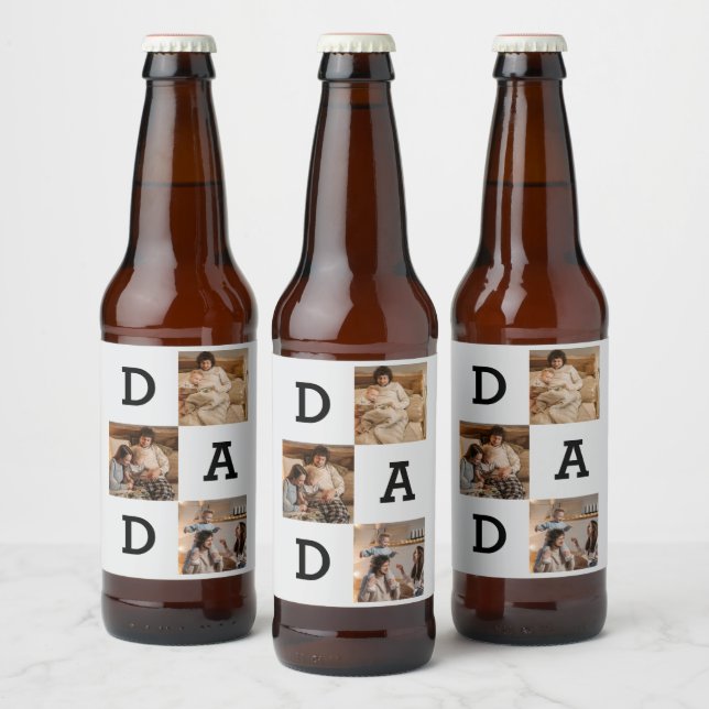 Father’s Day Gift for Dad - Photo collage |  Beer Bottle Label (Bottles)