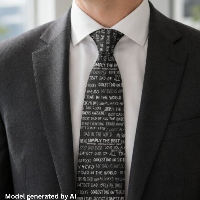 Father’s Day Gift Script Typography Pattern Grey Tie (Creator Uploaded)