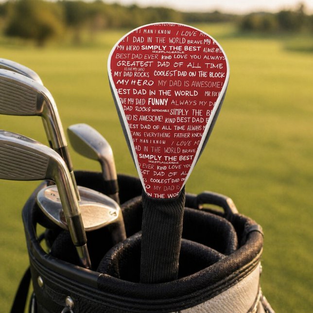 Father’s Day Gift Script Typography Pattern Red Golf Head Cover (Creator Uploaded)