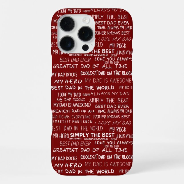 Father’s Day Gift Script Typography Pattern Red iPhone Case (Back)