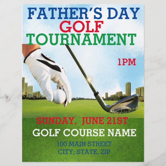 Father’s Day Golf Tournament Promotional Marketing Flyer (Front)