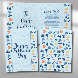 Father’s Day Light Blue Icons Greeting Card
