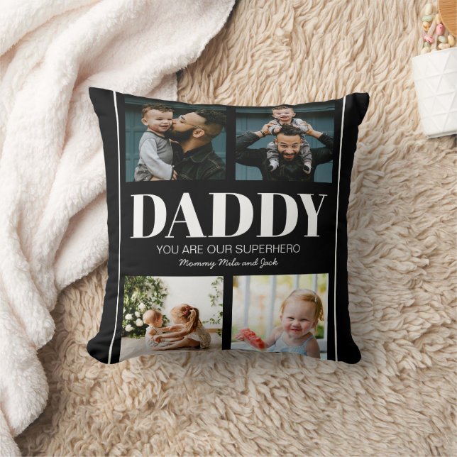 Father’s Day Photo Collage Modern Cushion (Blanket)