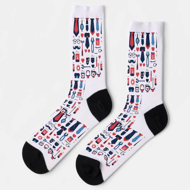 Father’s Day Socks Pattern – Stylish Icons & Tools (Left)