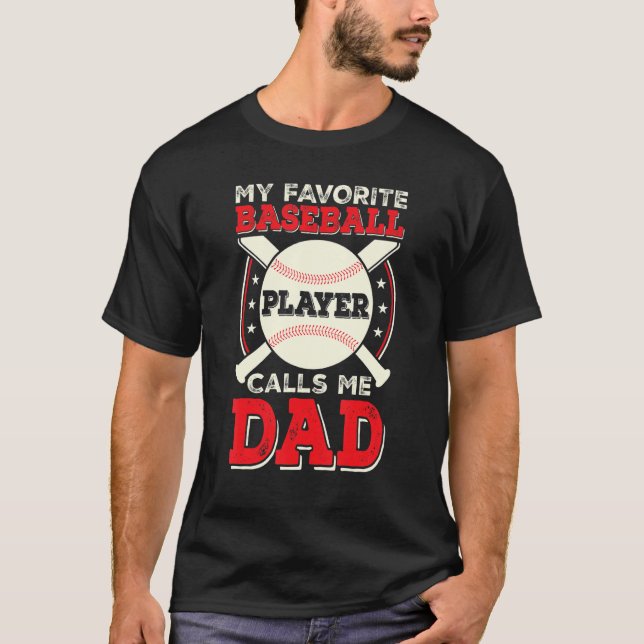 Father Son Daughter Proud Daddy Baseball Favourite T-Shirt (Front)