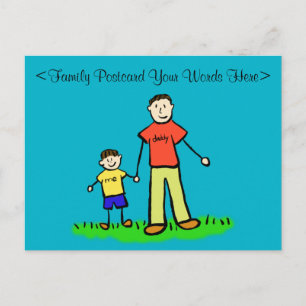 Father & Son Family Characters Customised Postcard