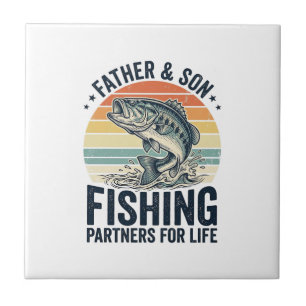 Father Son Fishing Partners Vintage Bass Shirt_1 Ceramic Tile