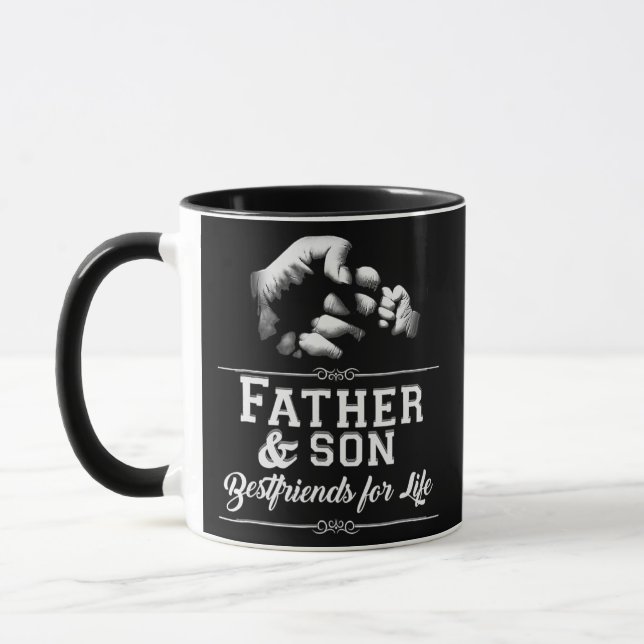 Father Son Friends Fist Bump Dad Father's Day Mug (Left)
