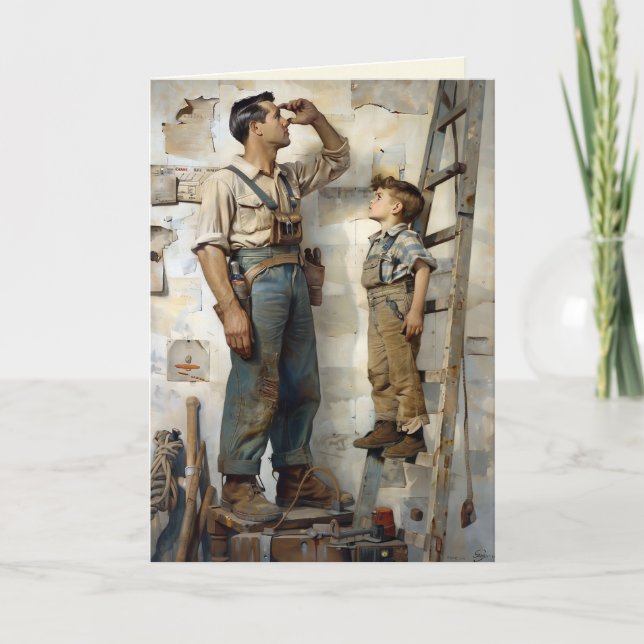 Father & Son Gazing Up  Card (Front)