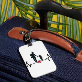 Father & Son Heartbeat Silhouette Award Plaque Luggage Tag