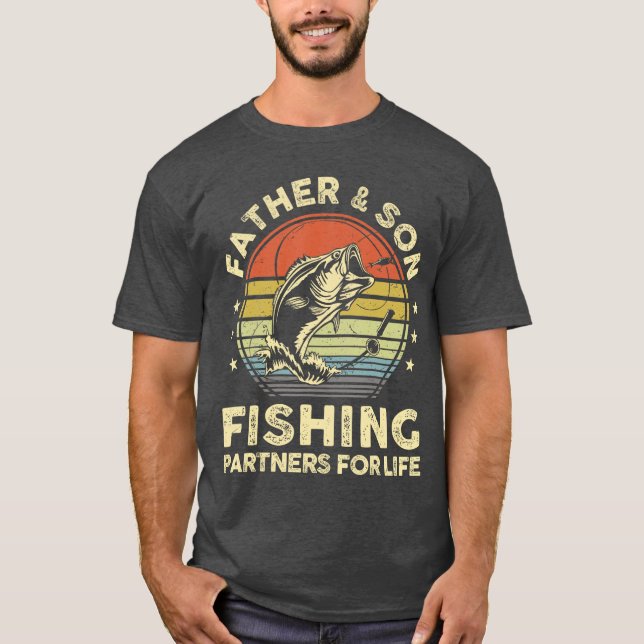 Father Son Matching Fishing Funny Bass Fish Dad fa T-Shirt (Front)