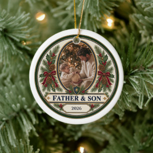 Father & Son Personalised Christmas Photo Ceramic Ornament