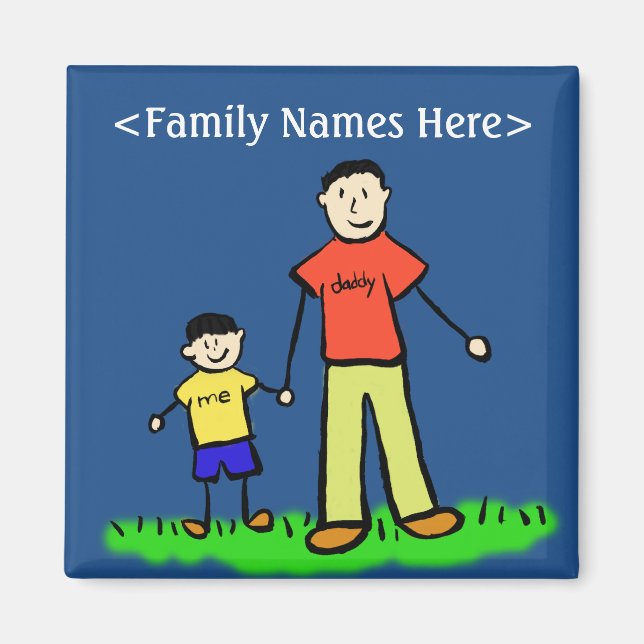 Father & Son Personalised Family Character Magnets (Front)