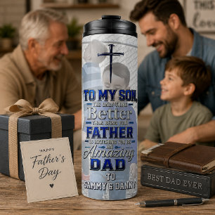 Father Son Photo Cross Nails Faith Thermal Tumbler