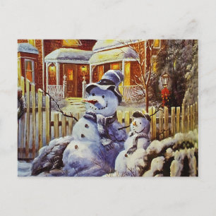 Father & Son Snowman Postcard