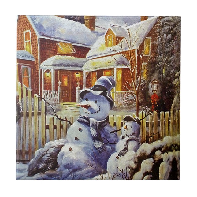 Father & Son Snowman Tile (Front)