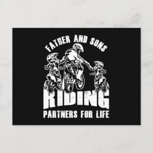 Father Sons Riding Partners Biker Dad Motorcycle M Postcard