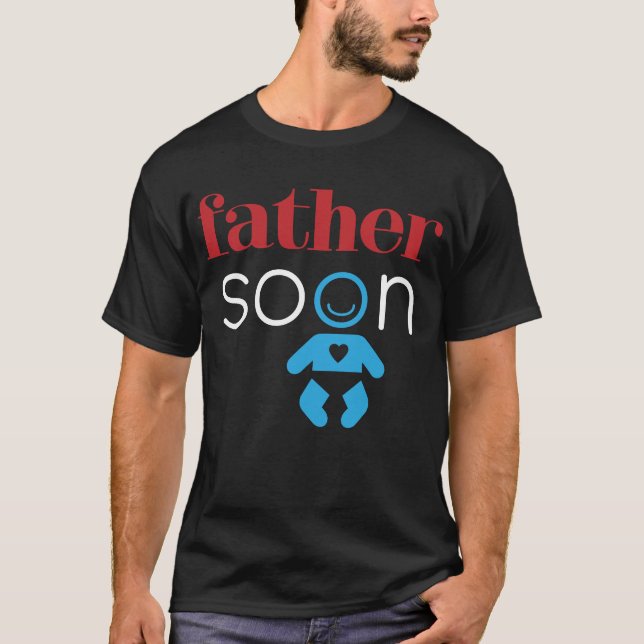 Father Soon Upcoming Baby Boy Red Blue White Funny T-Shirt (Front)