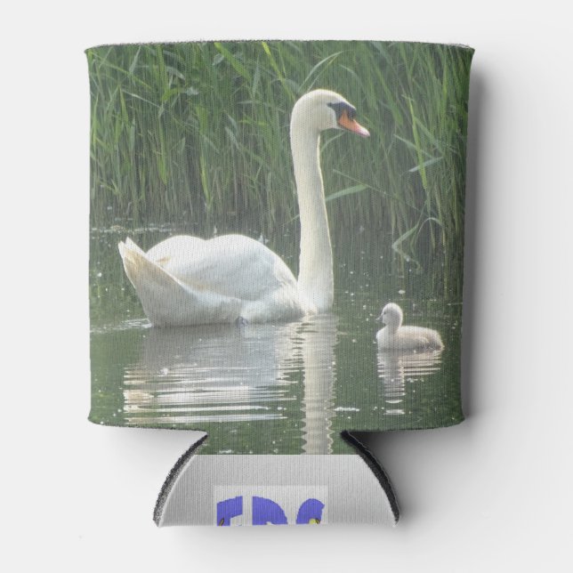 Father Swan with Baby Can Cooler (Front)