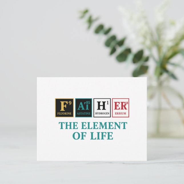 FATHER – The Element of Life | Periodic Table Postcard (Standing Front)