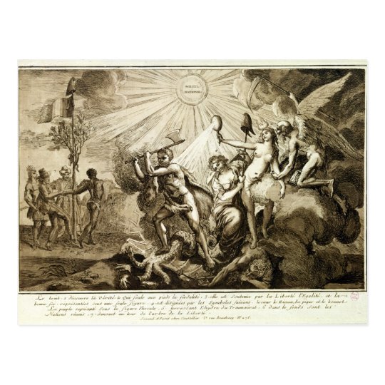 Father Time discovers Truth trampling Postcard