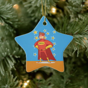 Father-to-be Superhero on Father's Day Ceramic Ornament