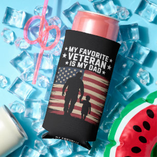 Father Veterans Day Dad Proud Seltzer Can Cooler