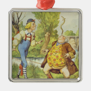 Father William Balancing an Eel on his Nose Metal Ornament