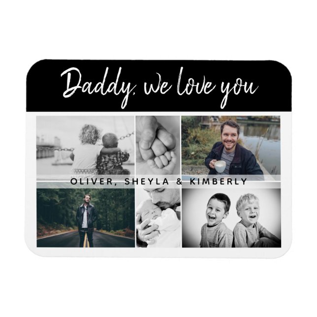 Father with Kids and Family Dad 6 Photo Collage Magnet (Horizontal)