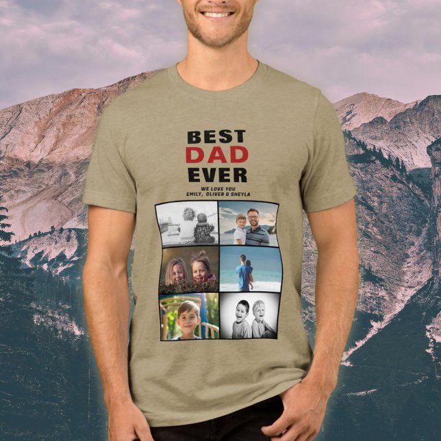 Father with Kids and Family Dad 6 Photo Collage Tri-Blend Shirt (Creator Uploaded)