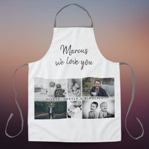 Father with Kids and Family Dad Photo Collage Apron