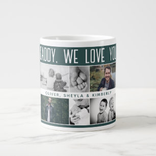 Father with Kids and Family Dad Photo Collage Large Coffee Mug