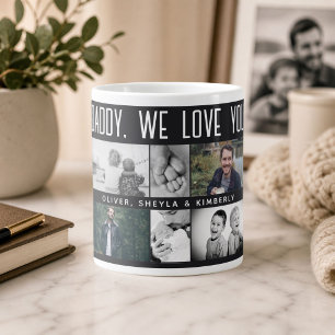 Father with Kids and Family Dad Photo Collage Large Coffee Mug