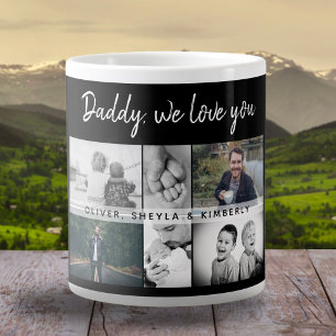 Father with Kids and Family Dad Photo Collage Large Coffee Mug