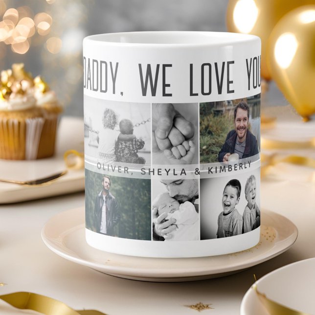 Father with Kids and Family Dad Photo Collage Large Coffee Mug (Creator Uploaded)