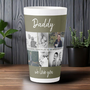 Father with Kids and Family Dad Photo Collage Latte Mug