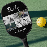 Father with Kids and Family Dad Photo Collage Pickleball Paddle<br><div class="desc">Father with Kids and Family Dad Photo Collage Pickleball Paddle. Collage of 6 photos, father`s name with a sweet message in a trendy white script and names of children that overlay the photos. Add your 6 favourite family photos. Sweet keepsake and a gift for birthday, Father`s Day or Christmas for...</div>