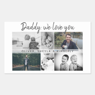 Father with Kids and Family Dad Photo Collage Rectangular Sticker